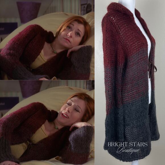 Rare Vintage Knit Ombre Duster Cardi ASO Willow Rosenberg BtVS Ashley Olsen Red - Picture 4 of 12